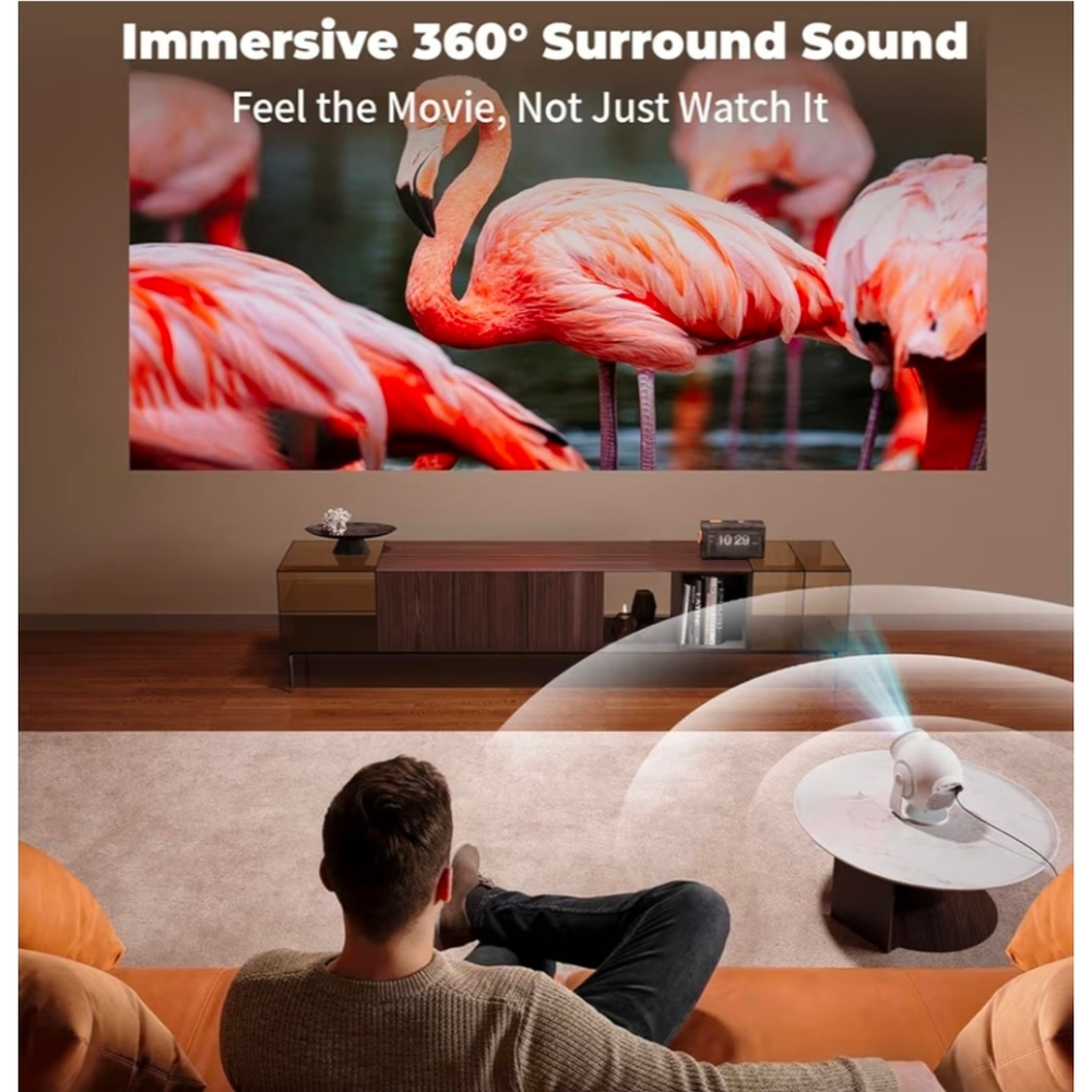 Smart Mini Projector with Android 14 OS, 1080P/4K/8K Video Decoding, WiFi - Picture 4 of 9